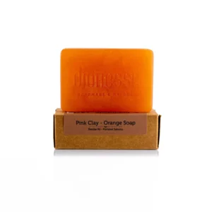 100% Natural Pink Clay Orange Soap - 120g | Moisturizing, Firming, and Tone-Equalizing for Mature and Sensitive Skin | Pure Oils and Organic Rose Water